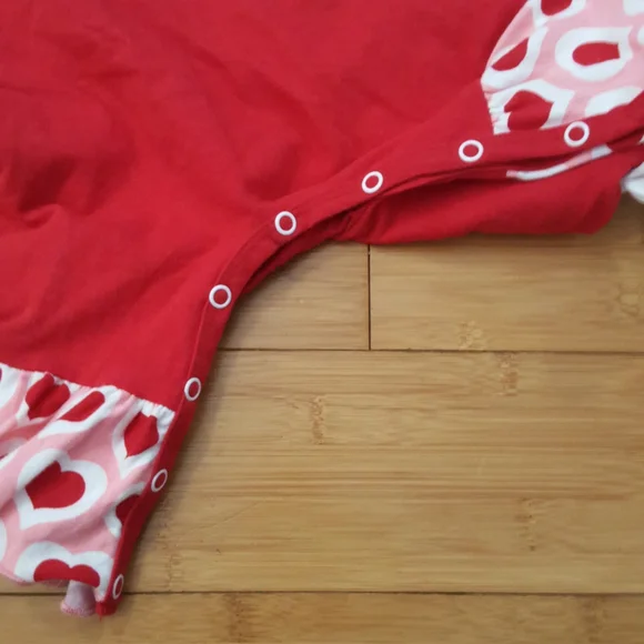 Ricrac and Ruffles Love Letters Valentine's Day girls long sleeved romper - Picture 6 of 9